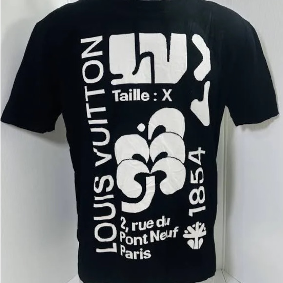 Louis Vuitton Black And White Logo Graphic Short Sleeve Tee